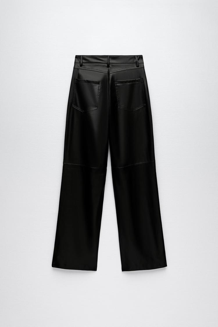 FAUX LEATHER STRAIGHT LEG PANTS Black ZARA United States